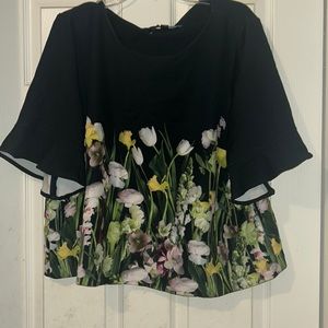 Floral Crop Top with Petal sleeves.